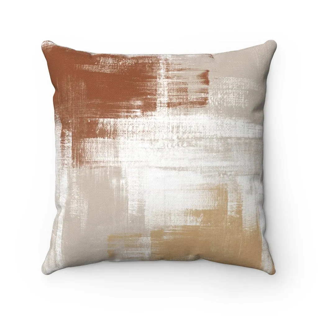Abstract Boho Pillow Cover | White Beige Rust Brown