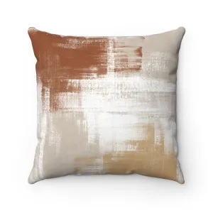 Abstract Boho Pillow Cover | White Beige Rust Brown