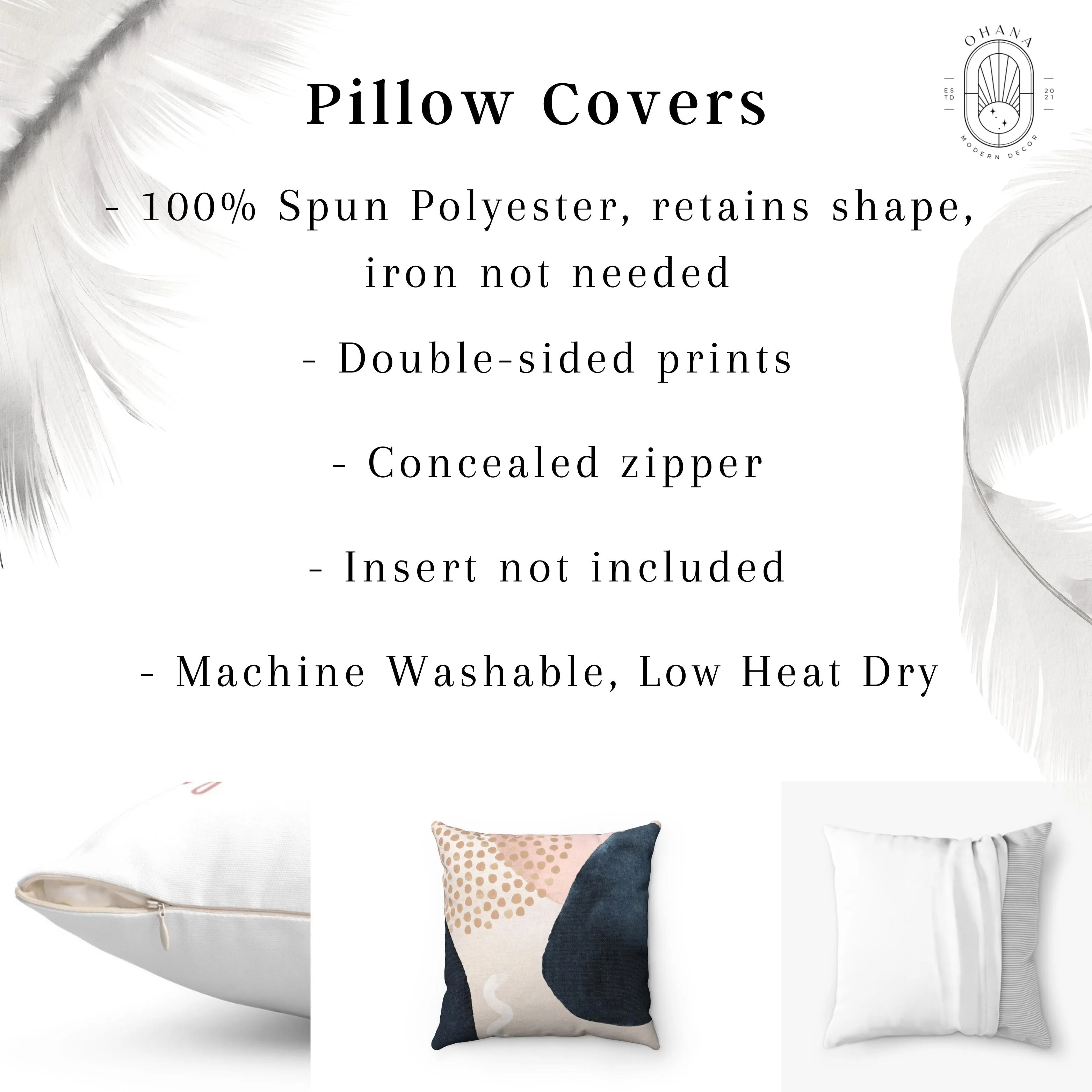 Abstract Boho Pillow Cover | White Beige Rust Brown