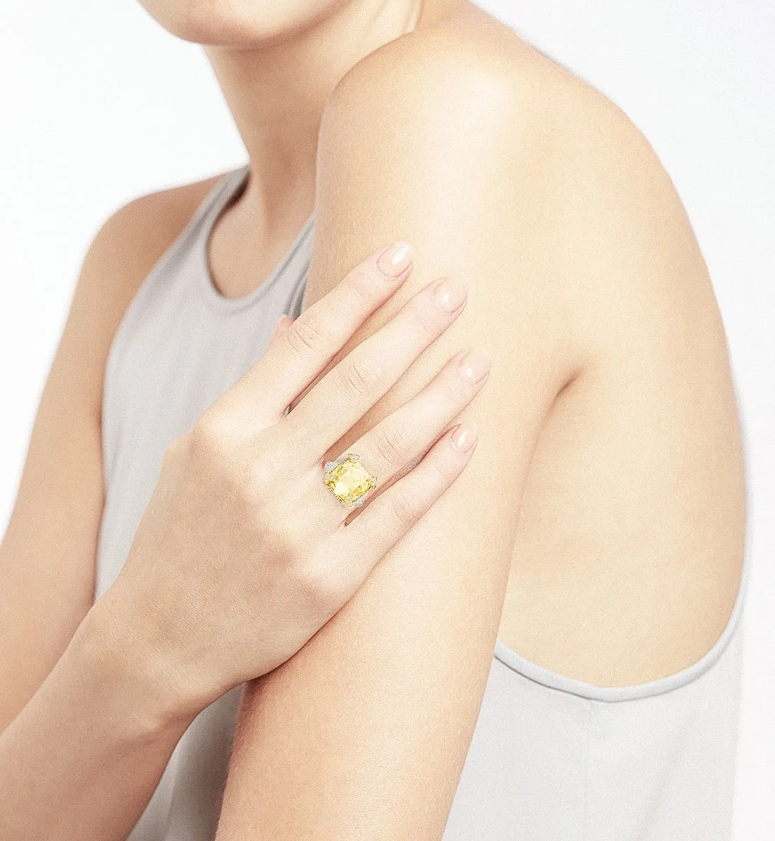 Ambrosia Small Canary Crystal Monaco Ring