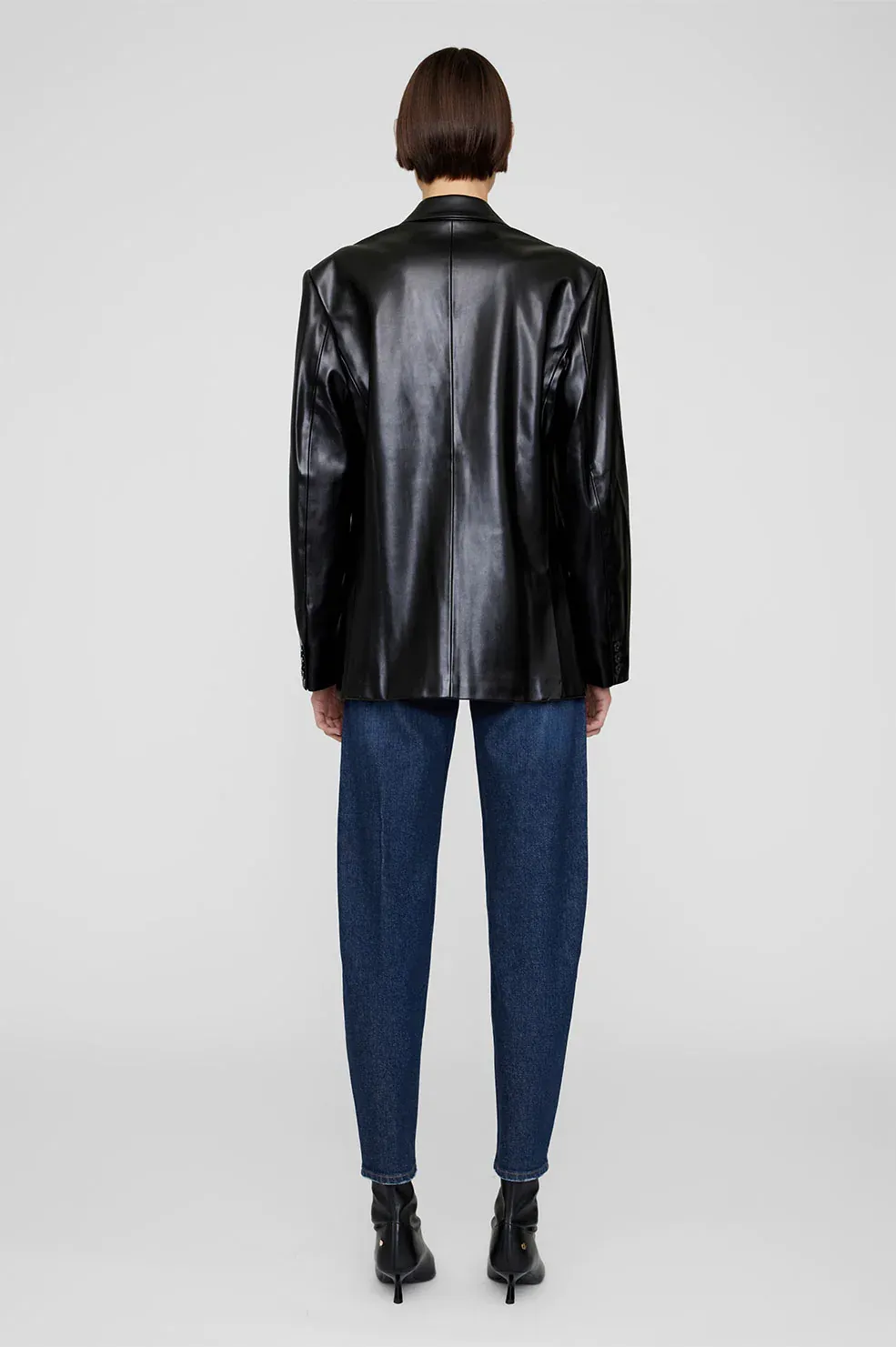 Anine Bing - Classic Blazer in Black Recycled Leather