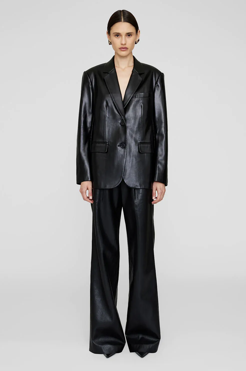 Anine Bing - Classic Blazer in Black Recycled Leather