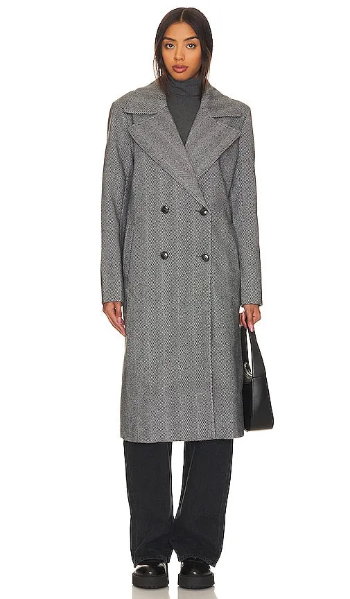 Bardot Classic Chevron Coat in Grey