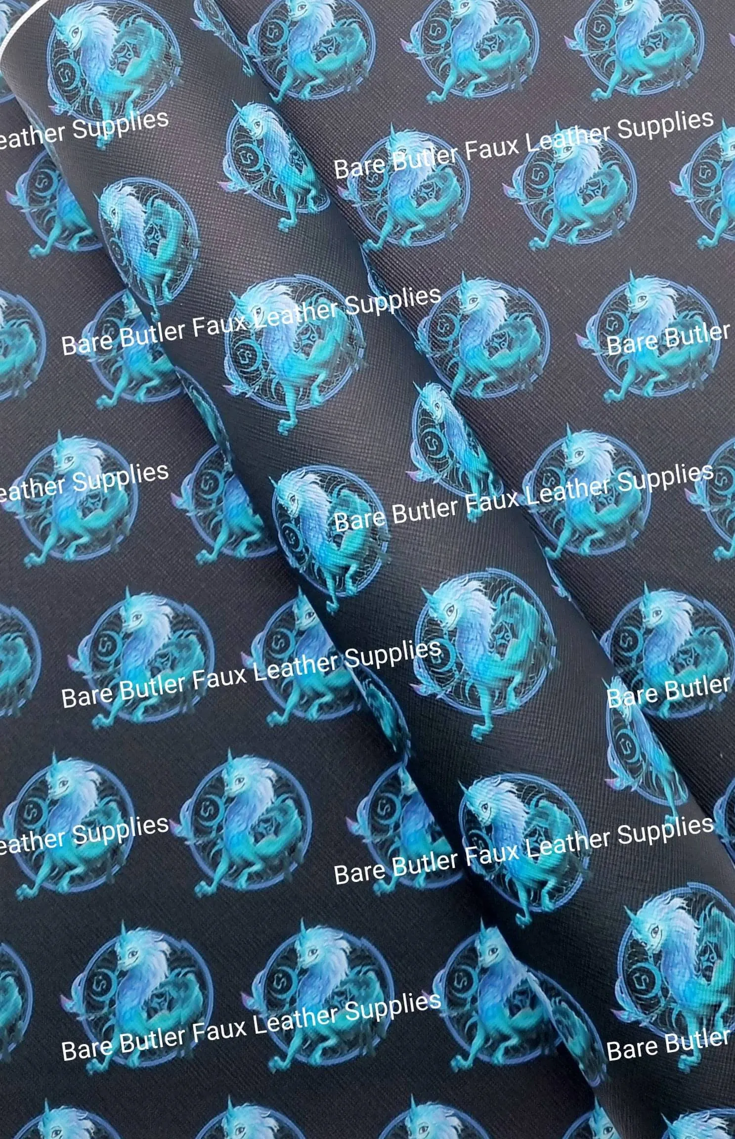 Blue Dragon Faux Leather