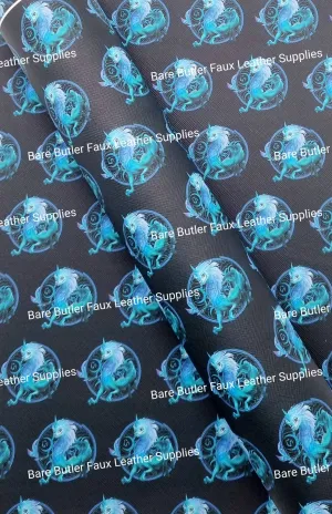 Blue Dragon Faux Leather