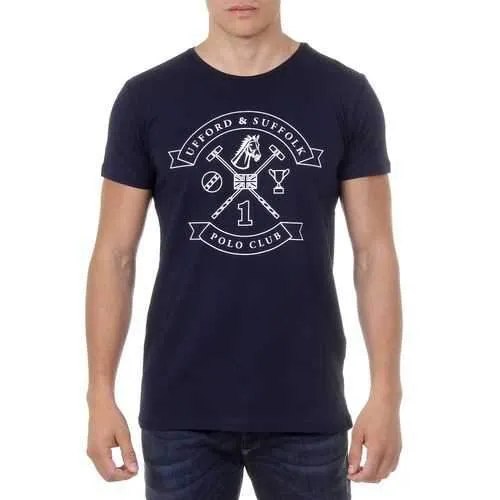 Blue M Ufford & Suffolk Polo Club Mens T-Shirt Short Sleeves Round Neck US027 NAVY BLUE