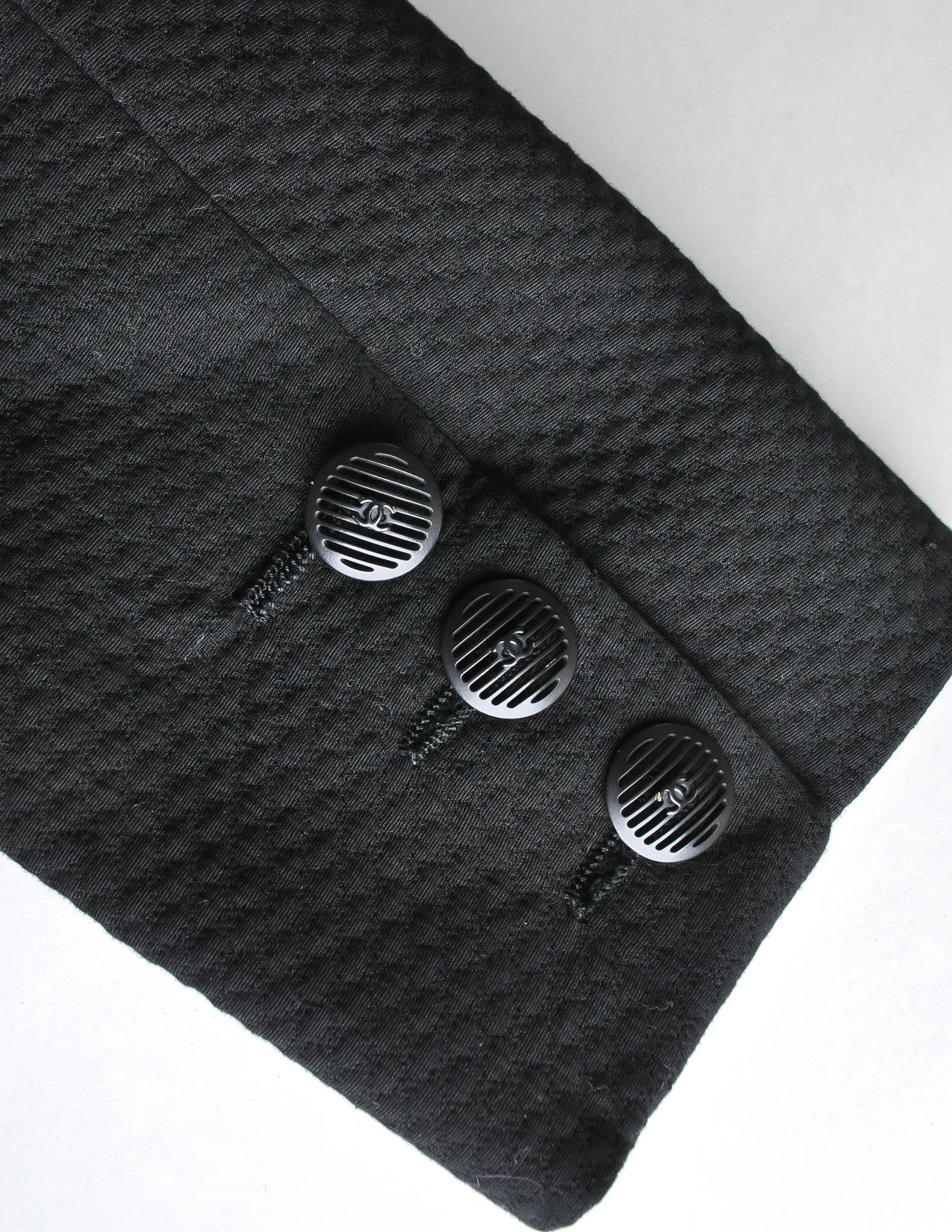 Chanel Vintage SS 2002 Black Pique & Chiffon Two-Piece Jacket & Shorts Suit