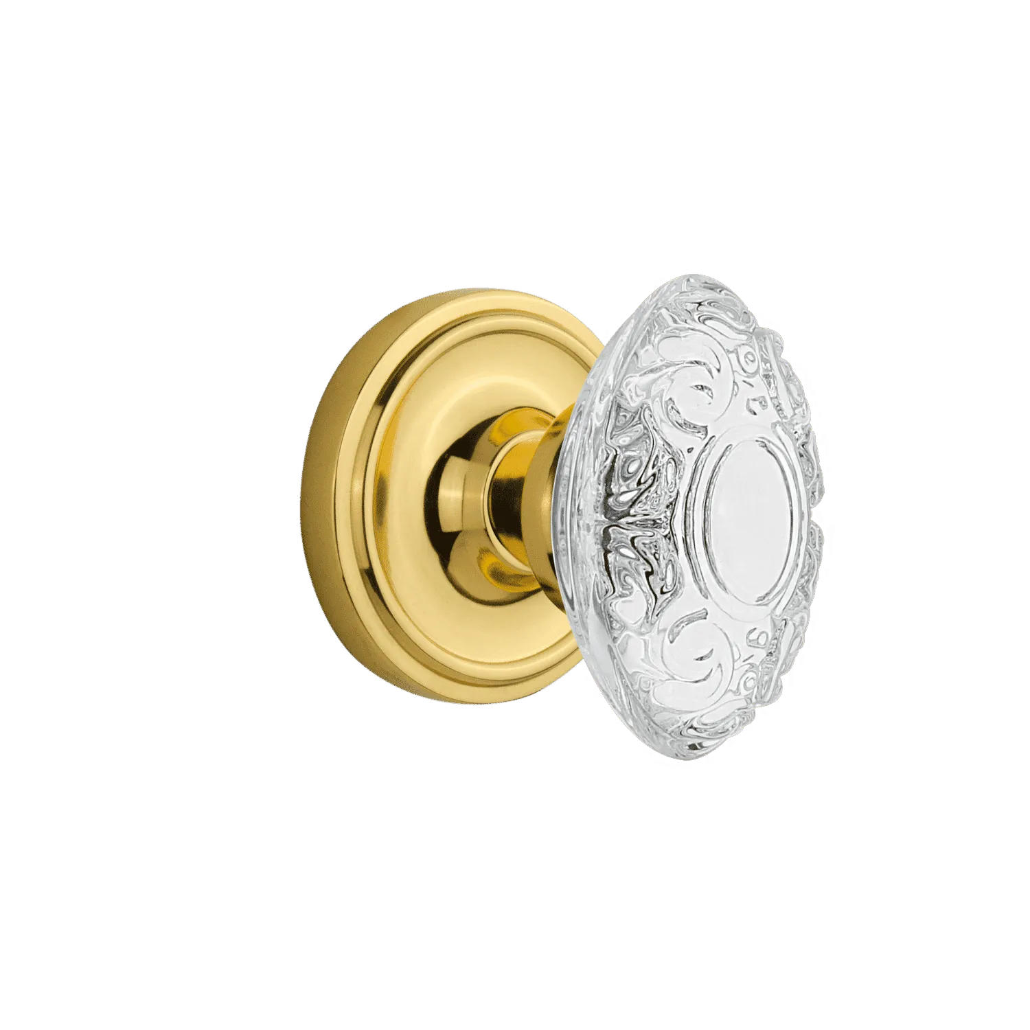 Classic Rosette with Crystal Victorian Knob in Polished Brass