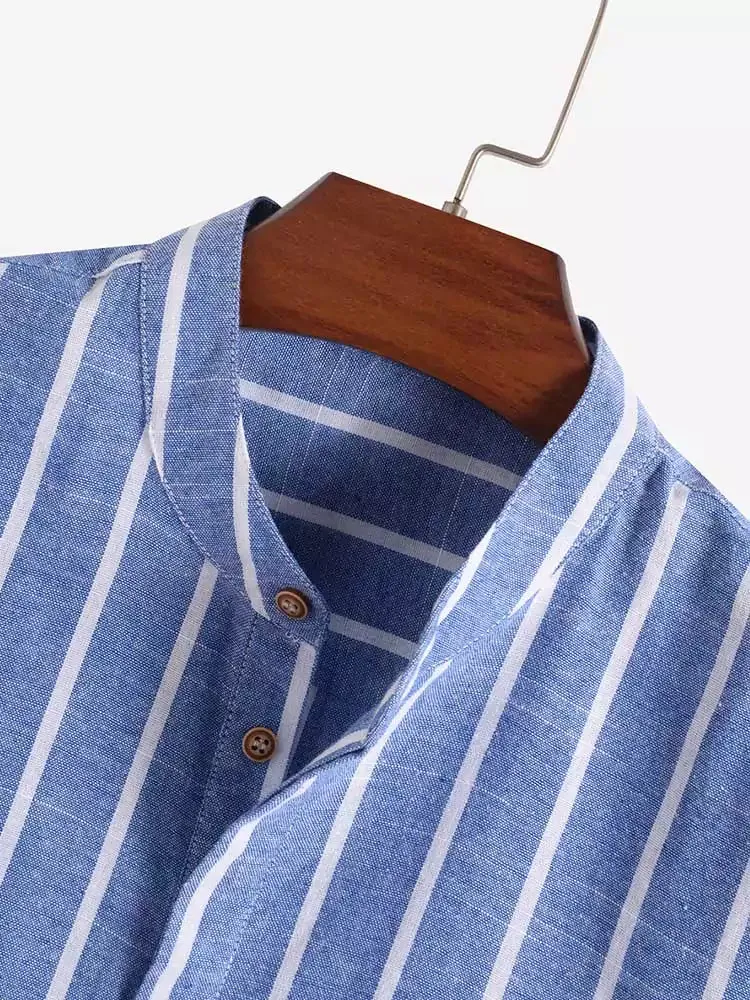 Coastal Linen Striped Short Sleeve Shirt