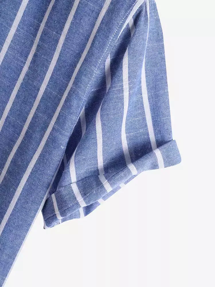 Coastal Linen Striped Short Sleeve Shirt