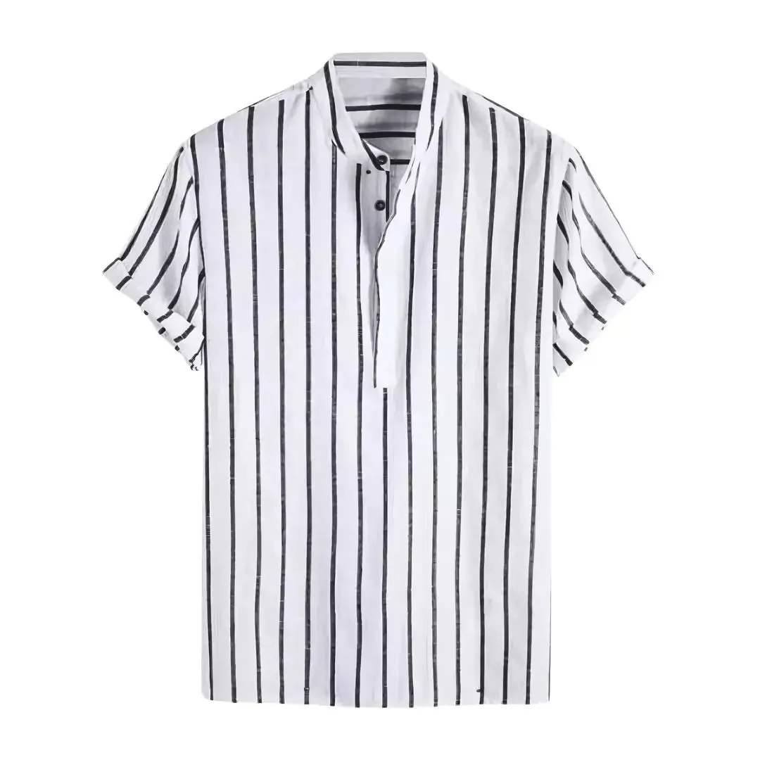 Coastal Linen Striped Short Sleeve Shirt