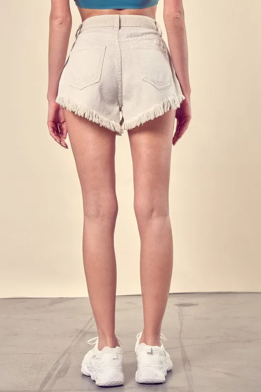 Distressed Frayed Hem Denim Short