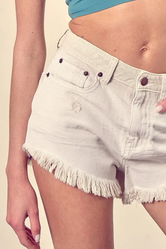Distressed Frayed Hem Denim Short