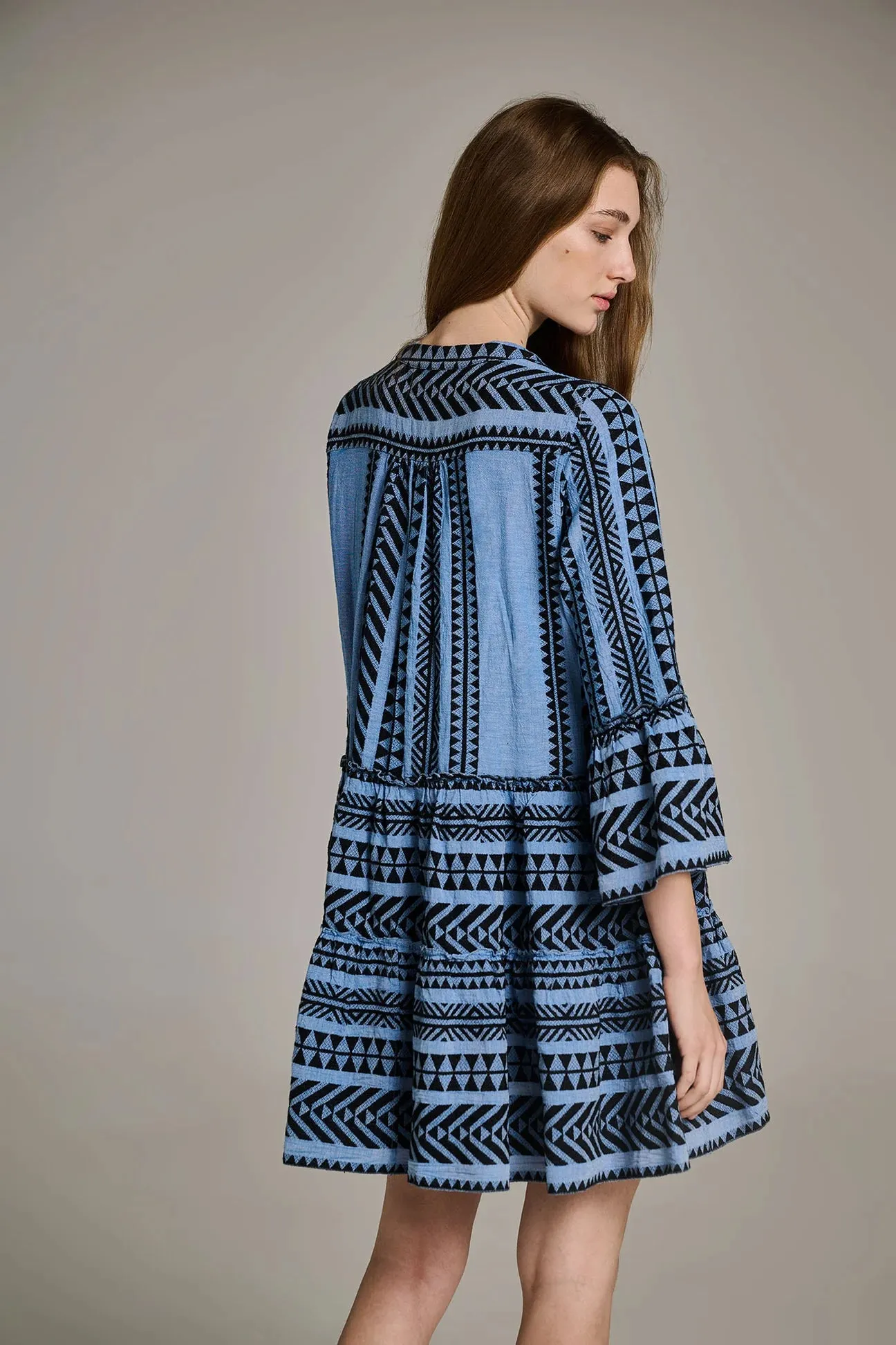ELLA SHORT DRESS  BLUE/BLACK