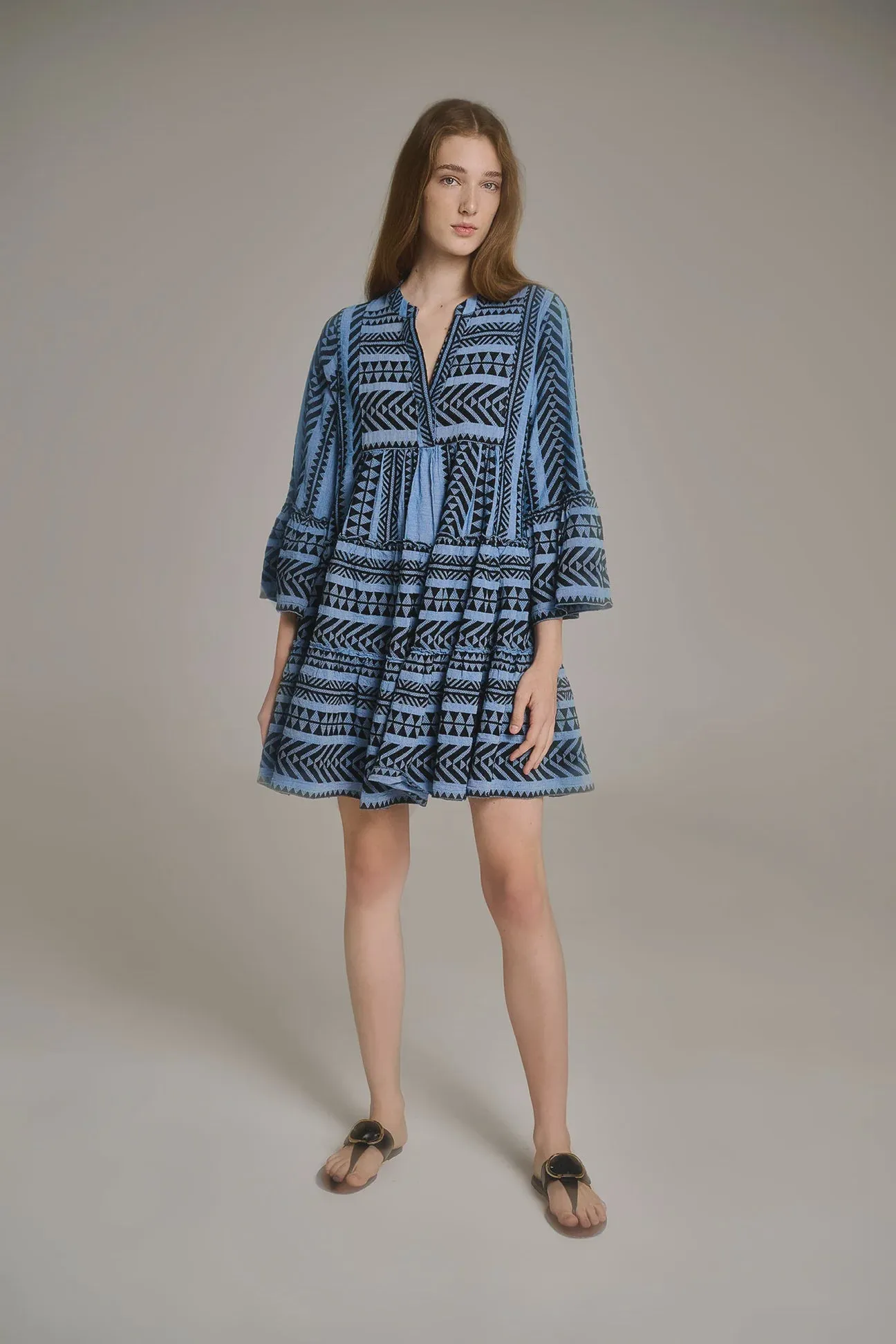ELLA SHORT DRESS  BLUE/BLACK