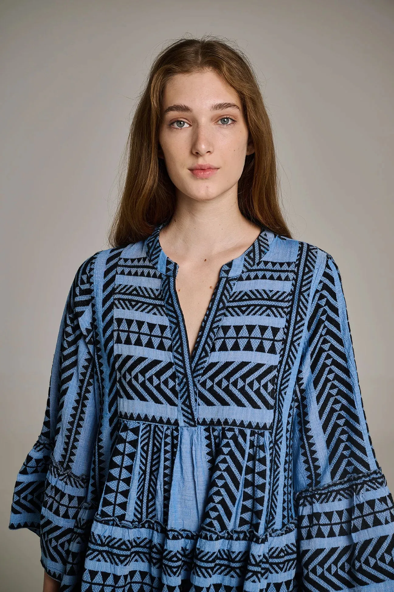 ELLA SHORT DRESS  BLUE/BLACK
