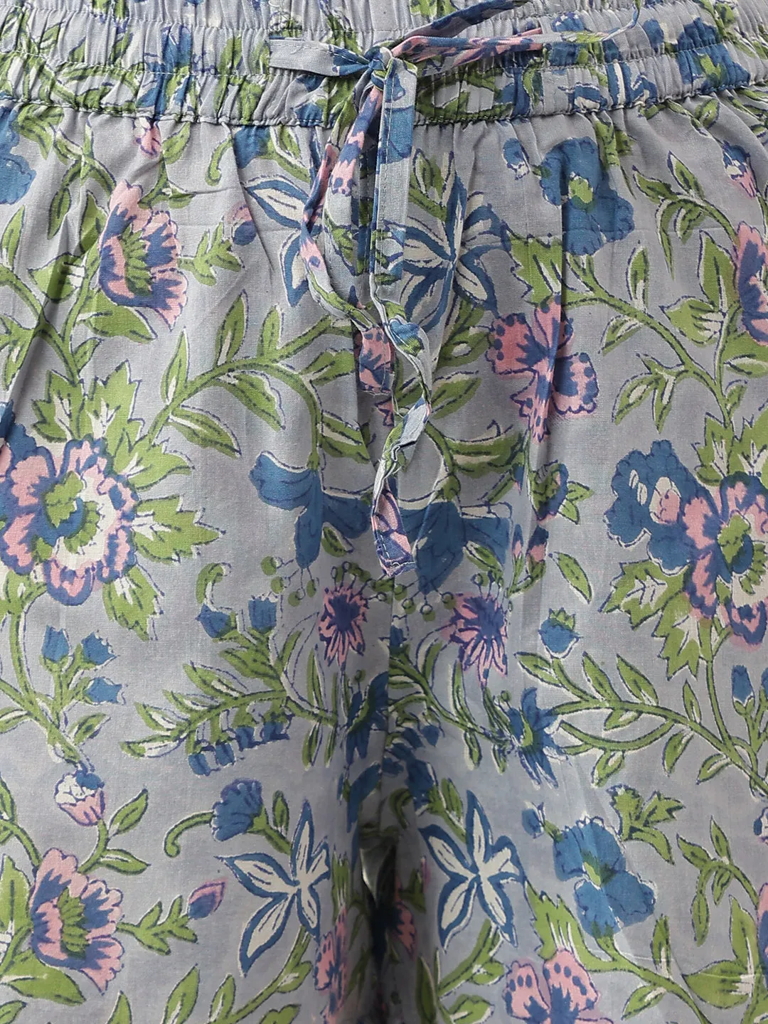 Floral Printed Sleeveless Pure Cotton Short Night Suit