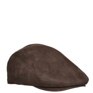 Genuine Brown Suede Flat Cap English Granddad Baker-boy Hat Earl