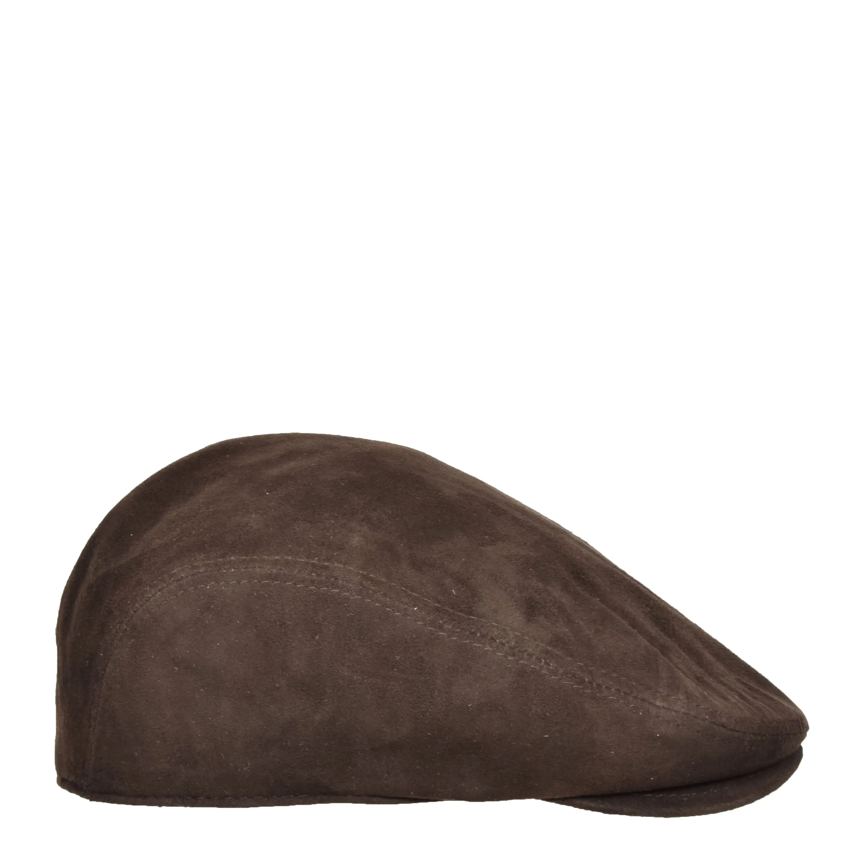 Genuine Brown Suede Flat Cap English Granddad Baker-boy Hat Earl