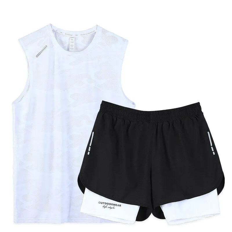 Gym Clothes Men Sport Suits Running Sets Compression Fitness T-shirts Quick Drying Sportswear Sets Jogger Vest Shorts