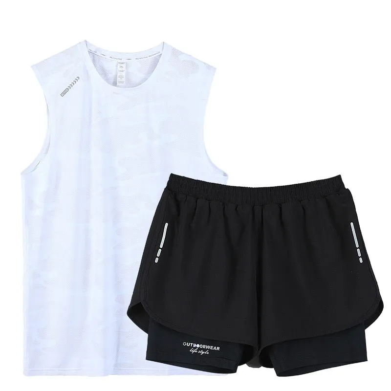 Gym Clothes Men Sport Suits Running Sets Compression Fitness T-shirts Quick Drying Sportswear Sets Jogger Vest Shorts