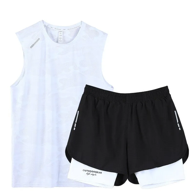 Gym Clothes Men Sport Suits Running Sets Compression Fitness T-shirts Quick Drying Sportswear Sets Jogger Vest Shorts