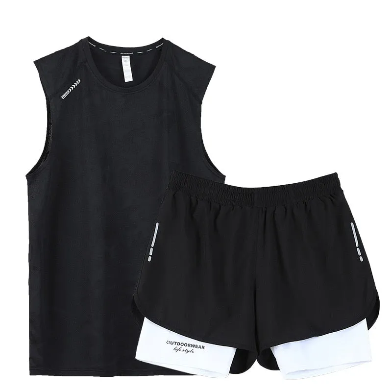 Gym Clothes Men Sport Suits Running Sets Compression Fitness T-shirts Quick Drying Sportswear Sets Jogger Vest Shorts