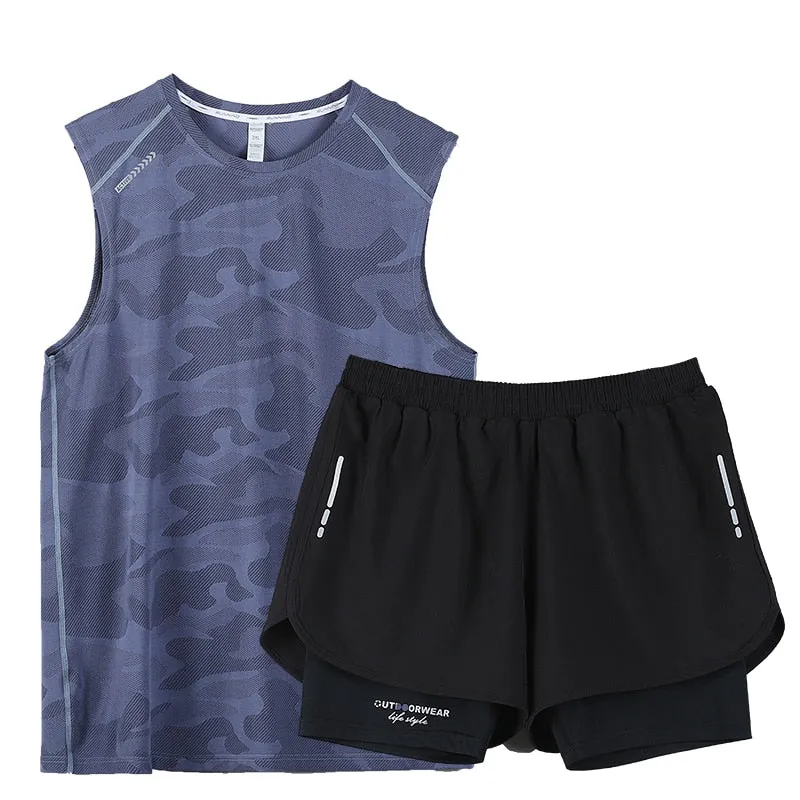Gym Clothes Men Sport Suits Running Sets Compression Fitness T-shirts Quick Drying Sportswear Sets Jogger Vest Shorts