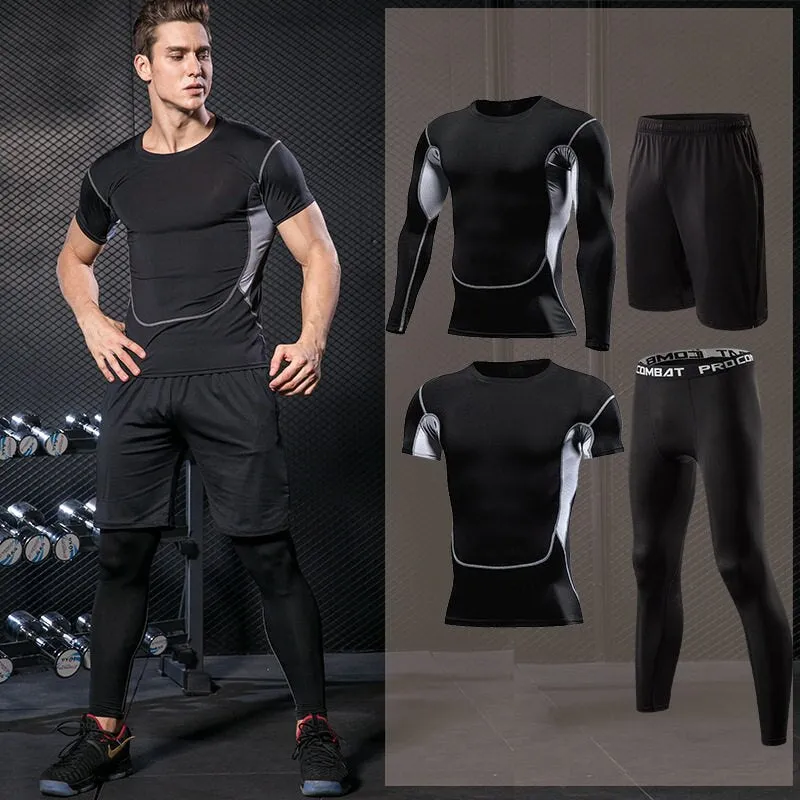 Gym Running Set Men's Tracksuit Jogging Compression Sportswear for Male Fitness Sports Clothing Tight Activewear Suits Hoodies