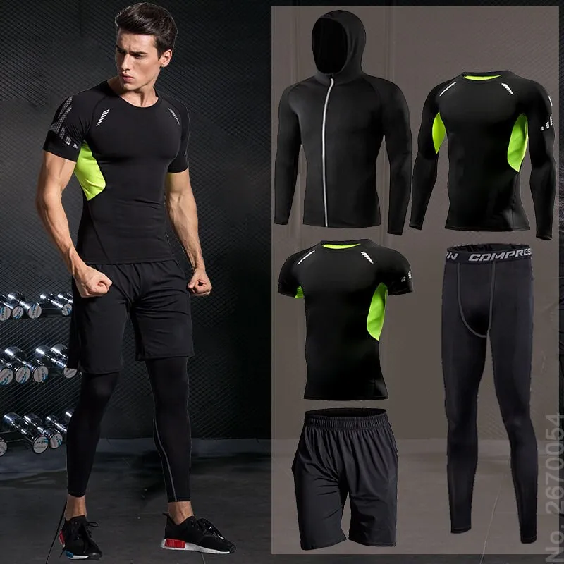 Gym Running Set Men's Tracksuit Jogging Compression Sportswear for Male Fitness Sports Clothing Tight Activewear Suits Hoodies