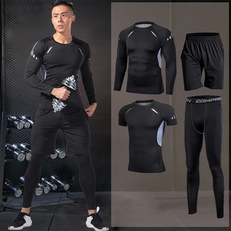 Gym Running Set Men's Tracksuit Jogging Compression Sportswear for Male Fitness Sports Clothing Tight Activewear Suits Hoodies