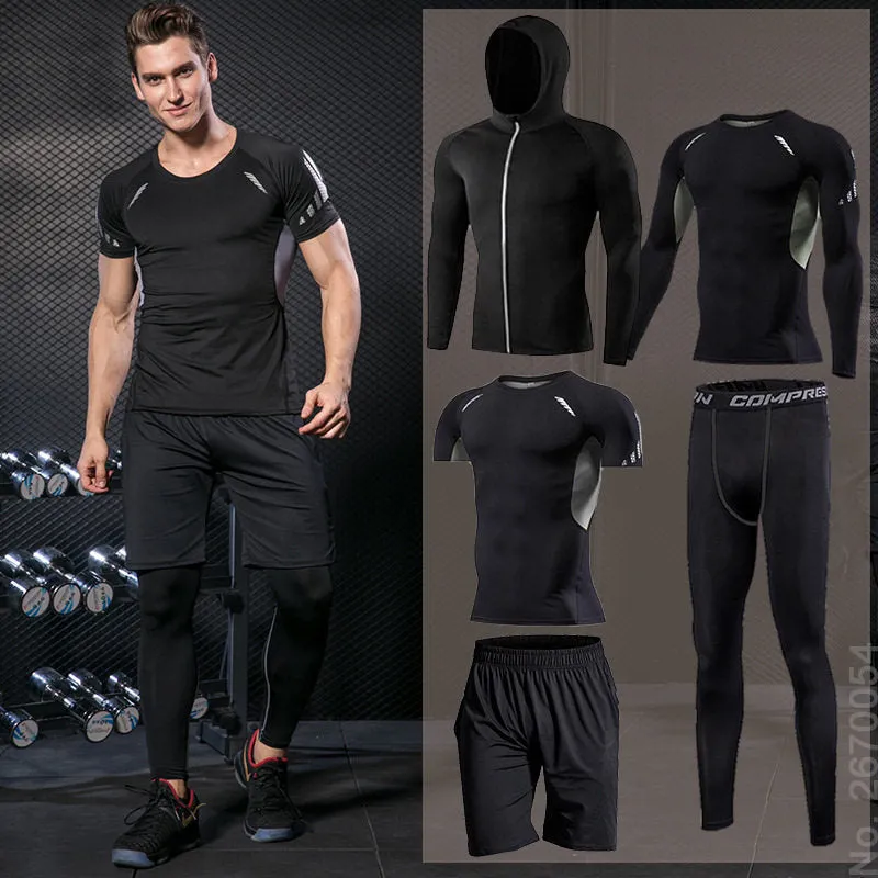 Gym Running Set Men's Tracksuit Jogging Compression Sportswear for Male Fitness Sports Clothing Tight Activewear Suits Hoodies
