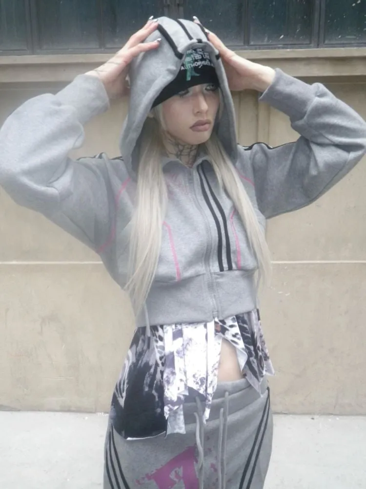 Hooded Sweatshirt Short Jacket Half Skirt Set【s0000007659】