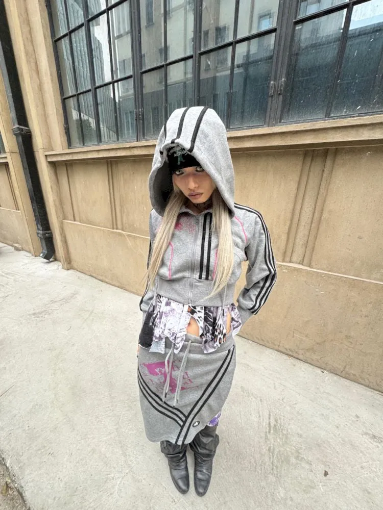 Hooded Sweatshirt Short Jacket Half Skirt Set【s0000007659】