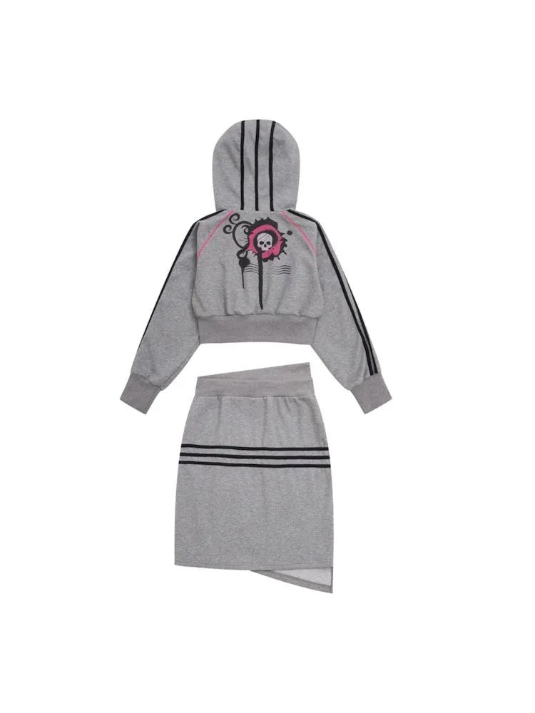 Hooded Sweatshirt Short Jacket Half Skirt Set【s0000007659】