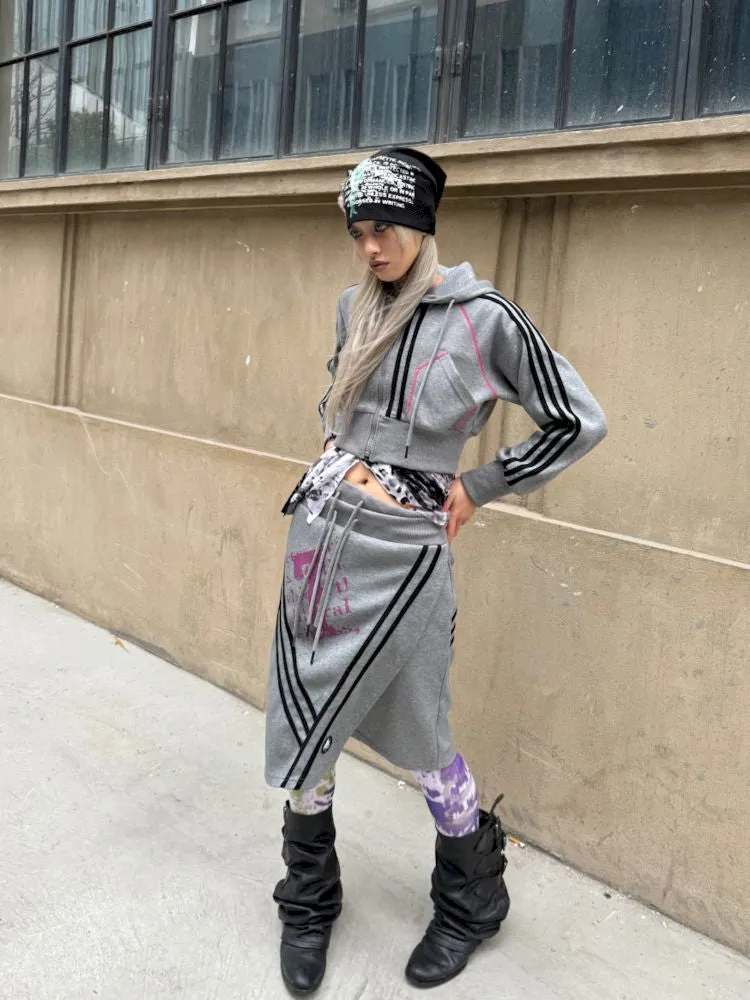 Hooded Sweatshirt Short Jacket Half Skirt Set【s0000007659】