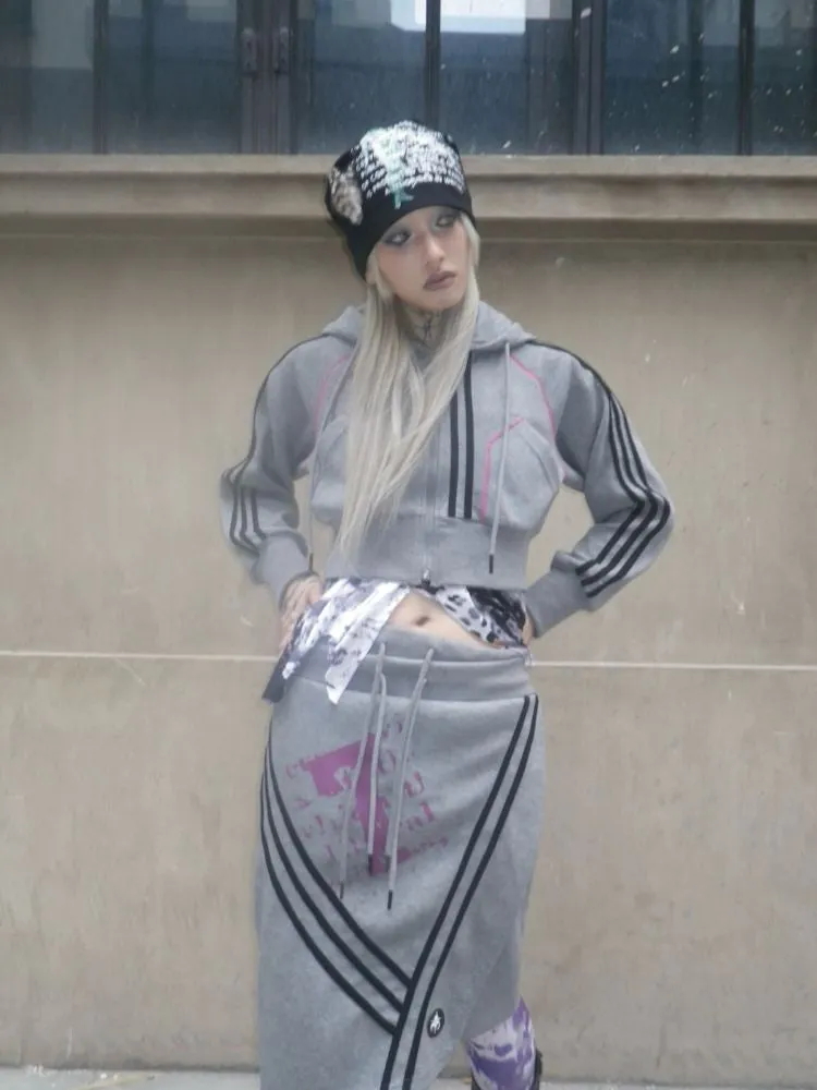 Hooded Sweatshirt Short Jacket Half Skirt Set【s0000007659】
