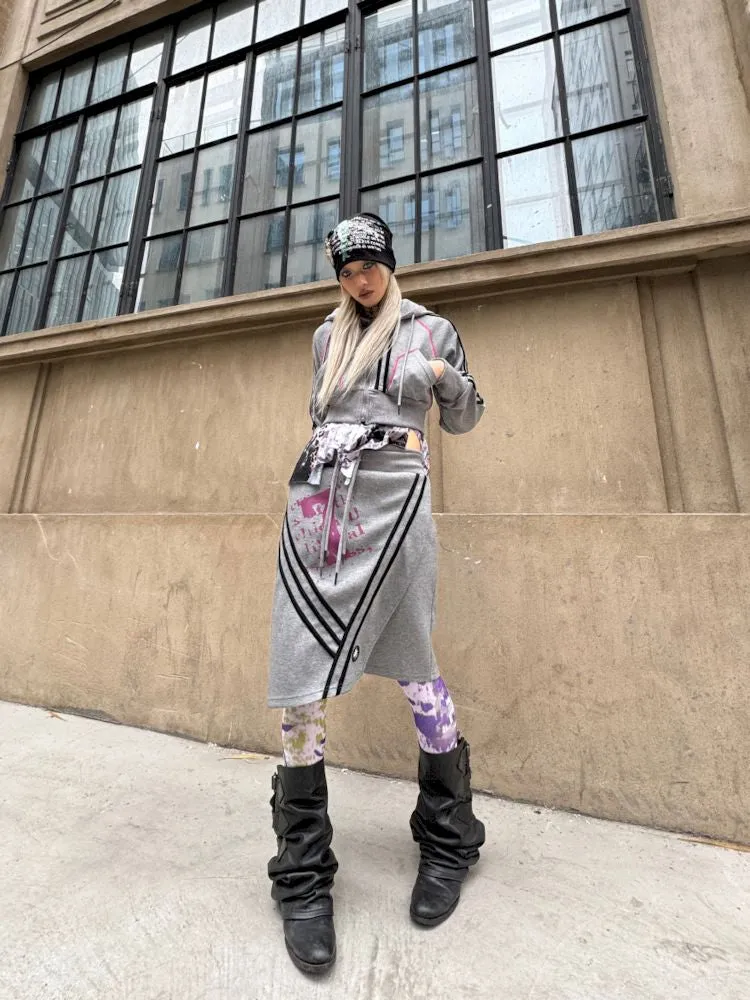 Hooded Sweatshirt Short Jacket Half Skirt Set【s0000007659】