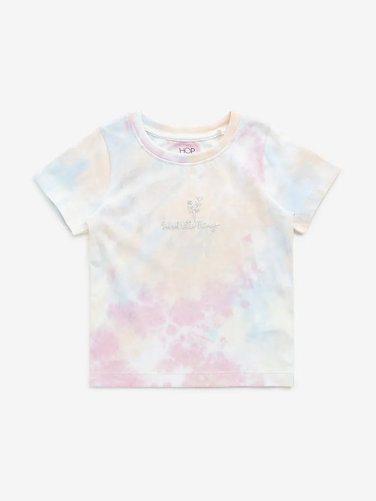 HOP Kids Multicolour Tie-Dye Printed Cotton T-Shirt