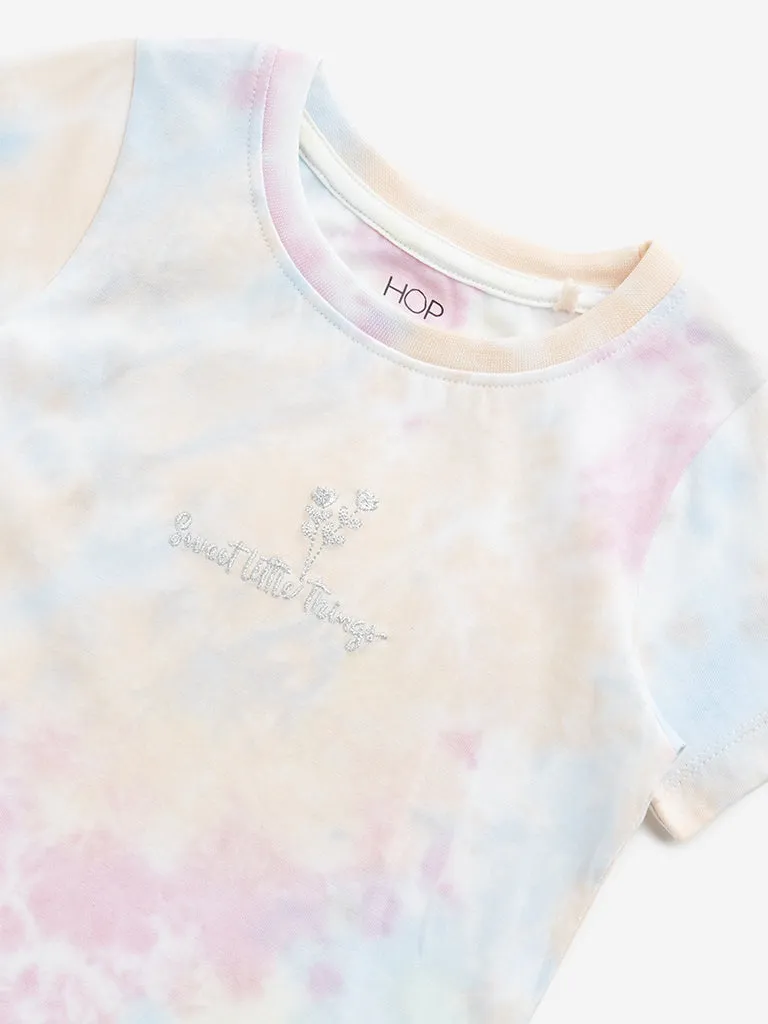 HOP Kids Multicolour Tie-Dye Printed Cotton T-Shirt