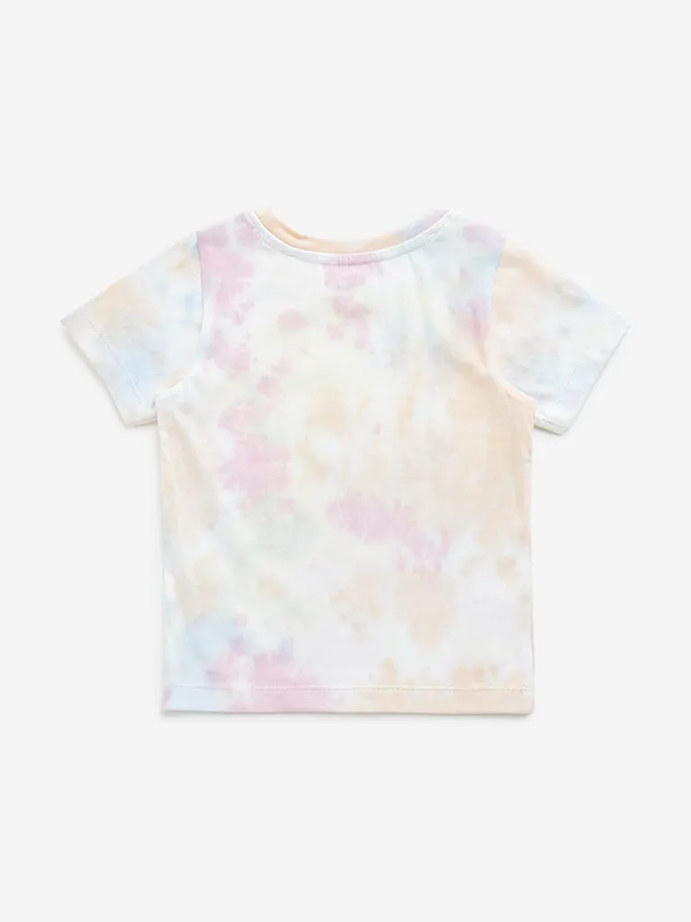 HOP Kids Multicolour Tie-Dye Printed Cotton T-Shirt