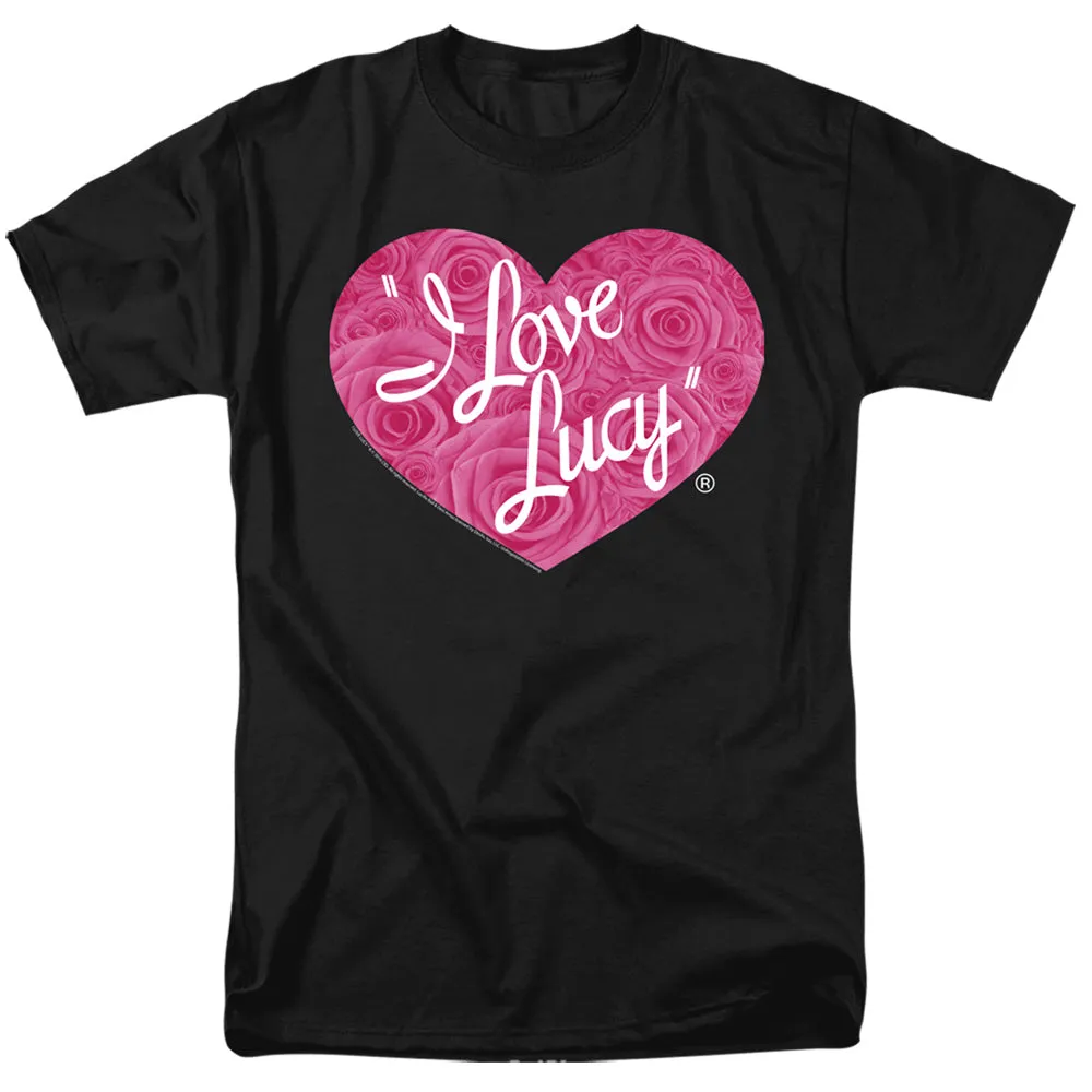 I Love Lucy Floral Logo Mens T Shirt Black