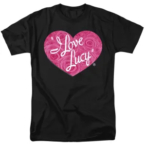 I Love Lucy Floral Logo Mens T Shirt Black
