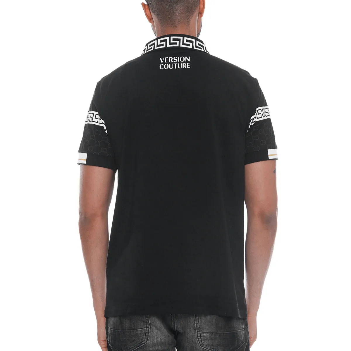 Italian Print Black Polo
