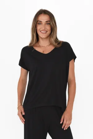 Jenner Black V Neck Tee