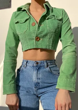 Kelly Green Corduroy Crop Jacket (XS)