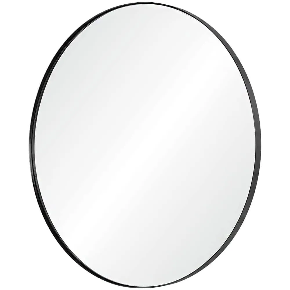 Large Black Nickel Round Wall Mirror by Mirror Home