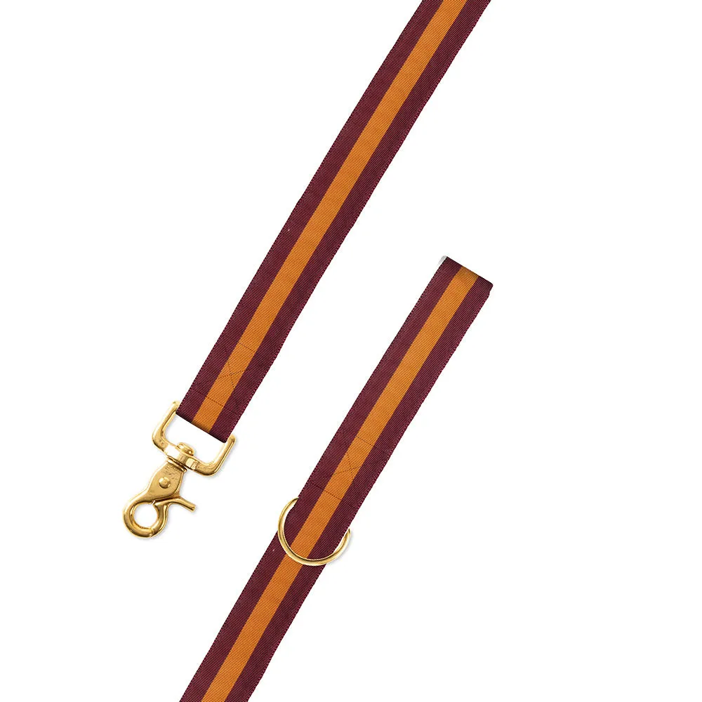 Maroon & Orange Grosgrain Ribbon Dog Leash