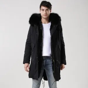 Men's Black Fur Convertible Parka