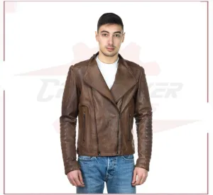 Men's Perfecto Jacket in Genuine Brown Leather